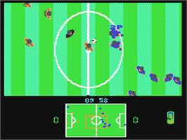 In game image of European Football Champ on the Commodore 64.