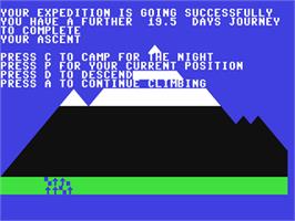 In game image of Everest Ascent on the Commodore 64.