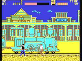 In game image of Express Raider on the Commodore 64.