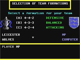 In game image of F.A Cup Football on the Commodore 64.