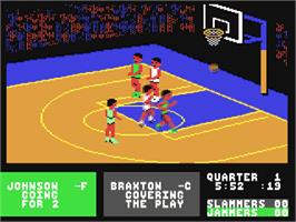 In game image of Fast Break on the Commodore 64.