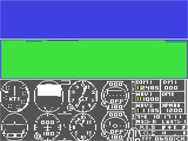 In game image of Flight Simulator II on the Commodore 64.
