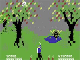 In game image of Forbidden Forest on the Commodore 64.