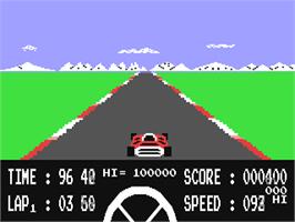 In game image of Formula 1 Simulator on the Commodore 64.