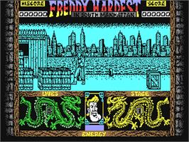 In game image of Freddy Hardest in South Manhattan on the Commodore 64.