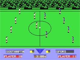 In game image of Gazza's Super Soccer on the Commodore 64.