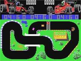 In game image of Grand Prix Simulator on the Commodore 64.