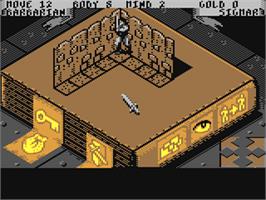 In game image of Hero Quest: Return of the Witch Lord on the Commodore 64.
