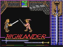 In game image of Highlander on the Commodore 64.