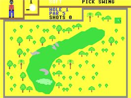 In game image of Hole-In-One Miniature Golf on the Commodore 64.