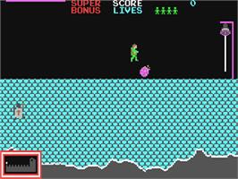 In game image of Hunchback: the Adventure on the Commodore 64.