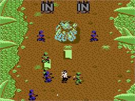 In game image of Ikari Warriors on the Commodore 64.