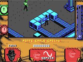 In game image of Indiana Jones and The Fate of Atlantis: The Action Game on the Commodore 64.