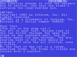 In game image of Infidel on the Commodore 64.