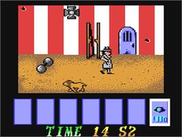 In game image of Inspector Gadget and the Circus of Fear on the Commodore 64.
