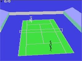 In game image of International 3D Tennis on the Commodore 64.