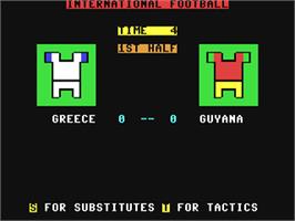 In game image of International Football on the Commodore 64.