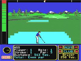 In game image of Jack Nicklaus' Greatest 18 Holes of Major Championship Golf on the Commodore 64.