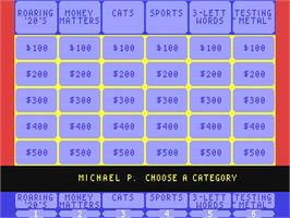 In game image of Jeopardy! on the Commodore 64.