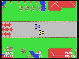 In game image of John Anderson's Rally Speedway on the Commodore 64.