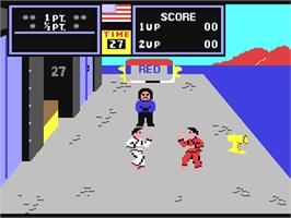 In game image of Karate Champ on the Commodore 64.