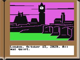 In game image of Lane Mastodon vs. the Blubbermen on the Commodore 64.