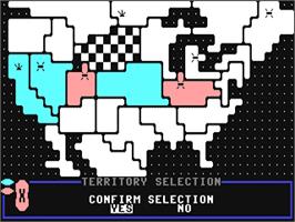 In game image of Lords of Conquest on the Commodore 64.