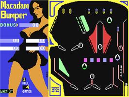 In game image of Macadam Bumper on the Commodore 64.
