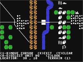 In game image of Mech Brigade on the Commodore 64.