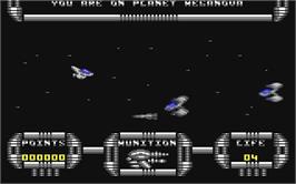 In game image of Meganova on the Commodore 64.