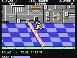 In game image of Metro Cross on the Commodore 64.