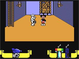 In game image of Mickey Mouse: The Computer Game on the Commodore 64.