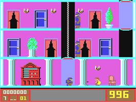 In game image of Mission Elevator on the Commodore 64.