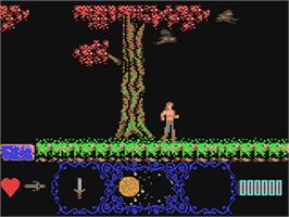 In game image of Moonshadow on the Commodore 64.