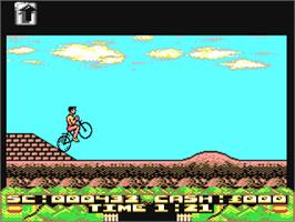 In game image of Mountain Bike Racer on the Commodore 64.