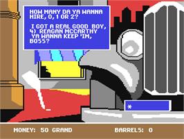 In game image of Mugsy's Revenge on the Commodore 64.