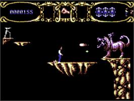 In game image of Myth: History in the Making on the Commodore 64.
