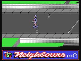 In game image of Neighbours on the Commodore 64.