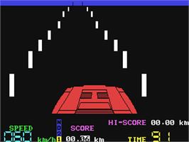 In game image of Night Driver on the Commodore 64.
