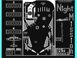 In game image of Night Mission Pinball on the Commodore 64.