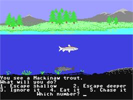 In game image of Odell Lake on the Commodore 64.