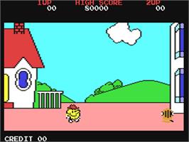 In game image of Pac-Land on the Commodore 64.