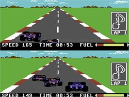 In game image of Pitstop II on the Commodore 64.