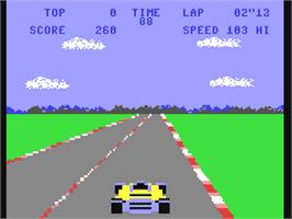 In game image of Pole Position on the Commodore 64.