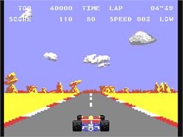 In game image of Pole Position II on the Commodore 64.