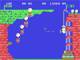 In game image of Pooyan on the Commodore 64.
