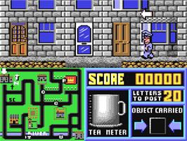 In game image of Postman Pat 2 on the Commodore 64.