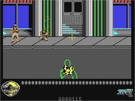 In game image of Predator 2 on the Commodore 64.