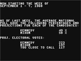 In game image of President Elect: 1988 Edition on the Commodore 64.