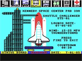 In game image of Project: Space Station on the Commodore 64.
